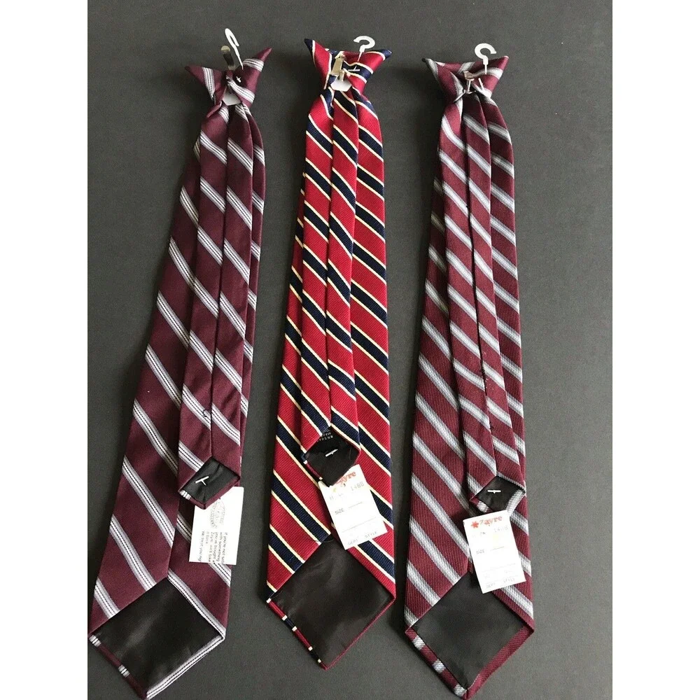 Vintage Youth Boys Neck Clip Ties Lot Of 3 Striped Ties  New